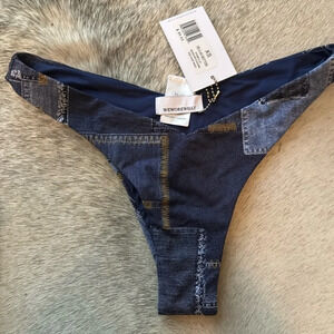 NWT WeWoreWhat XS denim patchwork Bikini bottom